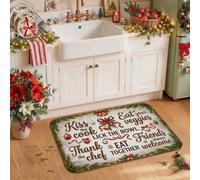 Rustic Holiday Quotes Pine Cone Christmas Kitchen Rugs 20x31 Inch | Rustic Wood Texture, Kitchen Mats For Floor, Seasonal Botanical Accents, Kitchen-themed Quotes, Cozy Home Atmosphere