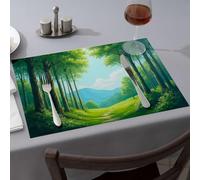 Rustic Home Decor A Serene Forest Path Leads to Distant Mountains Dining Place Mats Comedor Heat Resistant Mats for Countertop(1PCS)
