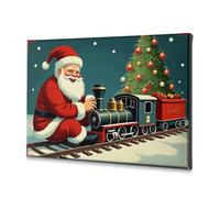 Rustic Home Decor Santa Claus Is Pulling A Christmas Train. Canvas Decorative Picture Pictures For Living Room Living Room Decor(40x60cm)