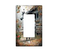 Rustic Horse Light Switch Cover Plates/Outlet Covers, Gray Farm Animal for Wall Décor, Thermoplastic Wall Plates, Standard Size Single Rocker