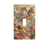 Rustic Horses Light Switch Cover Plates/Outlet Covers, Brown Autumn Leaves for Home Decor, Thermoplastic Wall Plates, Standard Size Single Toggle