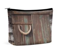 Rustic Horseshoe Barn Wooden Printed Bag Large Capacity Cosmetic Bags