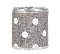 Rustic Imitation Linen Christmas Ribbon Roll 6cm Width 6m Length Gold and Silver Edge for present Wrap DIY Party and Seasonal Decoration(5)