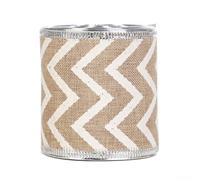 Rustic Imitation Linen Christmas Ribbon Roll 6m Length 6cm Width Gold Silver Edge Hessian Style for Tree Wreath Wrapping Wedding Party DIY Craft(6)
