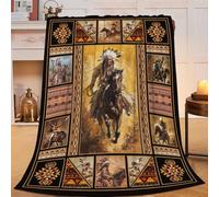 Rustic Indians Blanket Native American Throw Blanket Retro Chief Flannel Stuff Merch Cozy Decor Fleece Plush Fuzzy Warm Soft Lightweight Bedding Indians Gifts for Women Men Girls Couch 50"X40"