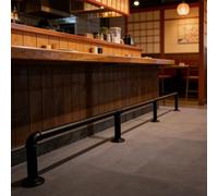 Rustic Industrial Black Pipe Foot Railing, Floor Standing Foot Rest, High Load-Bearing Leg Rest, Kitchen Island/Restaurant Counter Support(210cm/6.9ft)