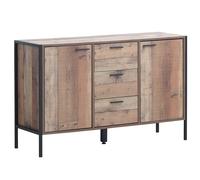 Rustic Industrial Sideboard 2 Door 3 Drawer Storage Cabinet Oak Effect
