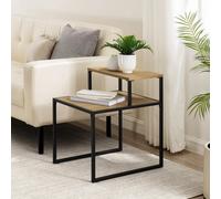 Rustic Industrial Wood and Metal Sofa Side End Coffee Table 2 Tier Nightstand EONLION Brown One Size