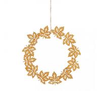 Rustic Iron Leaf Wreath 20Cm - Gold
