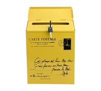Rustic Iron Mailbox for Wall Mounting Perfect for Letters and Newspapers, Weather Resistant for Outdoor Use (Yellow)
