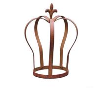 Rustic Iron Plant Stand with Crown Top Design, Sturdy Metal Pot