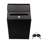 Rustic Iron Wall Mailbox with Secure Locking and 2 Keys Perfect for Mail and Suggestions (Black)