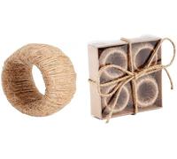 Rustic Jute Napkin Rings Set of 8 - Handmade Rope Napkin Holders, Farmhouse Table Decor, Boho Napkin Ring Set for Wedding, Dinner Table, Party & Holiday Decoration