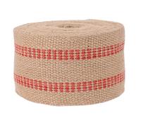 Rustic Jute Webbing Ribbon with Red Stripes for Chair Repair | 10m Roll, Upholstery Trim for Handmade Projects, Natural Texture with Vintage Charm, Sturdy Weave