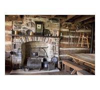 Rustic Kitchen Backdrop Western Old Wooden House Interior Kitchen Background Rural Farmhouse Fireplace Cooking Utensils Background Old Pioneer Log Home Farmers Backdrop Portrait Photo Props 10x8ft