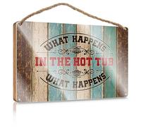 Rustic Kitchen Decor Wooden Sign Plaque/Flat Print On Wood - No Soliciting & Cool Decor | Laundry Accessories For Laundry Room For What Happens In The Hot Tub Stays In The Hot
