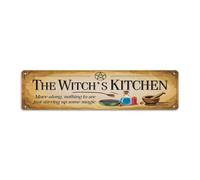 Rustic Kitchen Decorative Sign - ''The Witch's Kitchen'' Metal Sign, 16x4 Inch - Vintage Halloween Art Sign For Home, Kitchen, Yard, Cafe, Bar Wall Decor, Halloween Kitchen Decor