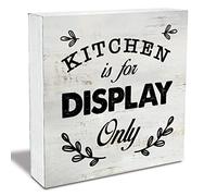 Rustic Kitchen is for Display Only Wood Box Sign Funny Kitchen Wooden Box Sign Farmhouse Home Desk Shelf Decor 5x5 inch