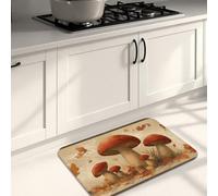 Rustic Kitchen Mats for Floor, Autumn Mushrooms and Leaves Soft Mats, Cushioned Comfort Washable Non Slip Decor Rugs for Kitchen Sinks Laundryroom Bathroom 20x31 Inch