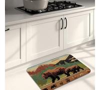 Rustic Kitchen Mats for Floor, Bear and Forest Pattern Soft Mats, Cushioned Comfort Washable Non Slip Decor Rugs for Kitchen Sinks Laundry Room Bathroom 16x24 Inch