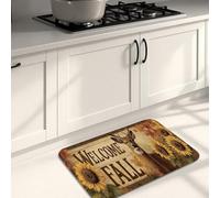 Rustic Kitchen Mats for Floor, Sunflower Pattern Vintage Soft Mats, Cushioned Comfort Washable Non Slip Decor Rugs for Kitchen Sinks Laundry Room Bathroom 20x31 Inch