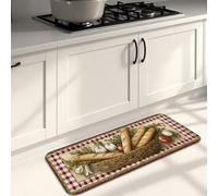 Rustic Kitchen Mats for Floor, Vintage Bread Basket Pattern Anti-Fatigue Cushioned Comfort Washable Non Slip Decor Rugs for Kitchen Sinks Dining Room 16x47 Inch