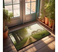 Rustic Kitchen Rugs A Peaceful Rural Scene With A Dirt Road Leading To A Farmhouse On A Foggy Morning Doormat Camper Decor Fall Welcome Mats For Front Door(65X90CM)