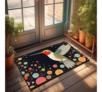 Rustic Kitchen Rugs Colorful Hummingbird Surrounded By Vibrant Circles Doormat Camper Decor Fall Welcome Mats For Front Door(50X80CM)