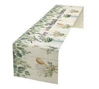 Rustic Kitchen Table Runner,Retro kitchenware Green Eucalyptus Leaf Farmhouse Table Cloth for Home Kitchen Dining Party Indoor Outdoor Decoration 13x60 Inch