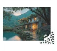Rustic Lake House 1000 Pieces Extra-Thick Cardboard DIY Jigsaw Puzzle, Cognitive Development & Rehabilitation Puzzle, Leisure Activity, Premium Quality Puzzle 70x50cm/1000pcs