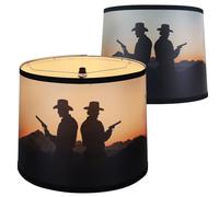 Rustic Lamp Shades Set of 2 for Farmhouse Decorative, Cowboy Printed Fabric Medium lampshades 11.4"x13"x10" for table lamp & floor lamp, Spider Fitter Design, Easy Assembly, Strong and Durable