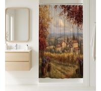 Rustic Landscape Shower Curtain, Autumn Vineyard Scene Bathroom Decor, Fall Vintage Waterproof Fabric Shower Curtain with Hooks 36x72 Inch