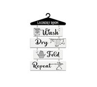 Rustic Laundry Sign with Hang Rope - Wooden Wall Decor for Home Decoration, Housewarming Gift - White