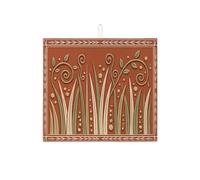 Rustic Leaf Dish Drying Mats for Kitchen Counter, Green Swirl Absorbent Dish Drainer Rack Mat, Autumn Nature Microfiber Drying Pad for Coffee Bar 16x18 Inch