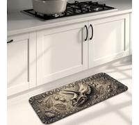 Rustic Leaf Kitchen Mats for Floor, Vintage Stone Design Soft Mats, Autumn Cushioned Comfort Washable Decor Rugs for Kitchen Sinks Laundryroom Bathroom 16x47 Inch