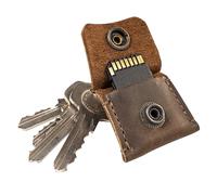 Rustic Leather Switch Cartridge Game Keychain/SD Card/Guitar Pick Holder Handmade by Hide & Drink (Bourbon Brown)