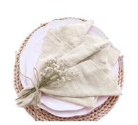 Rustic Linen Napkin 10pcs Cotton Cloth Napkins Gauze Fabric Blue 30x30cm for Wedding Party Birthday Tea Towel Table Shower Christmas Napkins(Ivory)