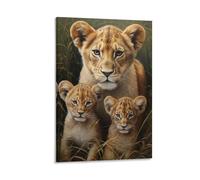 Rustic Lion Family Printed Canvas Posters Nature Wild Animals American Style Wall Decor for Living Rooms Bedroom Wall Art