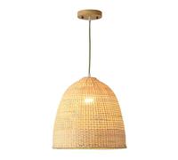 Rustic Living Room Pendant Natural Lights Handmade Hanging Light Nordic Chandelier Wicker Lamp for Kitchen Island Sink Dining Room(28cm)