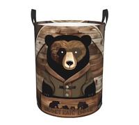 Rustic Lodge Bear Circular HamperS Basket Large Laundry Storage Basket for Clothes Stylish Home Decor Organizer