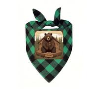 Rustic Lodge Bear Dog Bandanas for Small Medium Large Dogs Cats | Soft Polyester Pet Triangle Scarf Kerchief Novelty Pet Bib for Birthday, Photo Shoots, Wedding, Parties Pet Accessories