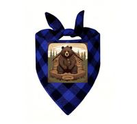 Rustic Lodge Bear Dog Bandanas for Small Medium Large Dogs Cats | Soft Polyester Pet Triangle Scarf Kerchief Novelty Pet Bib for Birthday, Photo Shoots, Wedding, Parties Pet Accessories