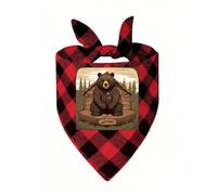 Rustic Lodge Bear Dog Bandanas for Small Medium Large Dogs Cats | Soft Polyester Pet Triangle Scarf Kerchief Novelty Pet Bib for Birthday, Photo Shoots, Wedding, Parties Pet Accessories