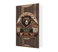 Rustic Lodge Bear Greeting Cards For All Occasions - Blank Greeting Cards With Envelopes, Holiday Cards 4x6 Inches Pink