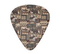 Rustic Lodge Bear Guitar Plectrums 12 Pieces Set - Comfortable In The Hand With Smooth Edges Three Thicknesses To Match