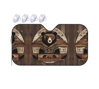 Rustic Lodge Bear Medium Car Windshield Sunshade - Quick Cooling in The car in Summer, Portable Storage Sunshade