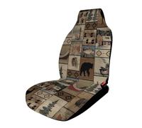Rustic Lodge Bear Moose Deer Mountain Car Seat Covers, Seats Protection for Women and Girls, Suitable for Most Vehicles, Cars, Trucks, SUVs, Vans., 1PCS