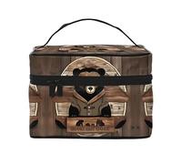 Rustic Lodge Bear Portable Travel Makeup Bag (9x6.5x6.2 Inch), Large Capacity Makeup Bag for Women, Large Makeup Bag Storage Bag for Girls