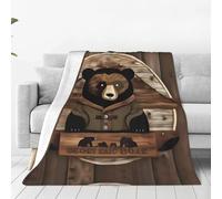Rustic Lodge Bear Print Ultra-Soft Micro Fleece Blanket Warm All Season Sofa Travel Throw for Office for Kids Adults Nap