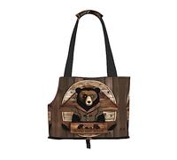 Rustic Lodge Bear Printed Pet Shoulder Bag, Specially Designed for Small Dogs and Cats, Multifunctional Shoulder and Handbag